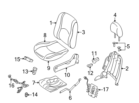 2006 Ford Escape Seat Back Cover Assembly Diagram for 6L8Z-7864416-CAA