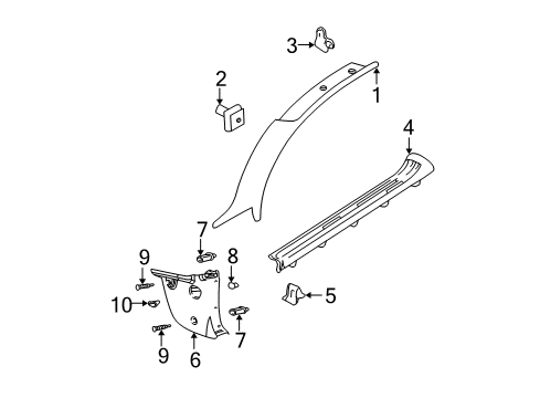 2002 Ford Focus Interior Trim - Pillars, Rocker & Floor Diagram 1 - Thumbnail