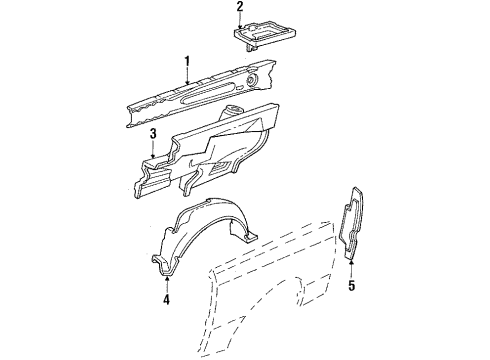 1984 Ford Tempo Fender - Inner Components Diagram