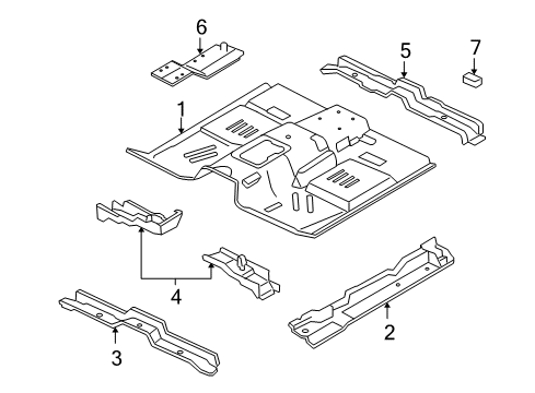 2008 Ford Explorer Sport Trac Pan Assembly - Floor - Front Diagram for 6L2Z-7811135-A