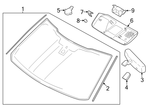 2024 Ford F-250 Super Duty Glass - Windshield Diagram