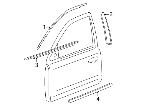 2001 Lincoln LS Moulding - Door Outside Diagram for 5W4Z-5420878-APTM