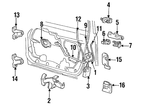 1994 Mercury Sable Front Door - Lock & Hardware Diagram