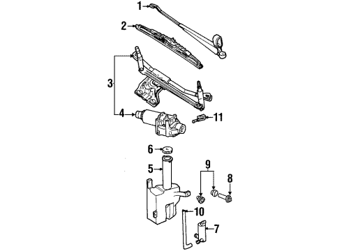 1999 Mercury Cougar Windshield - Wiper & Washer Components Diagram