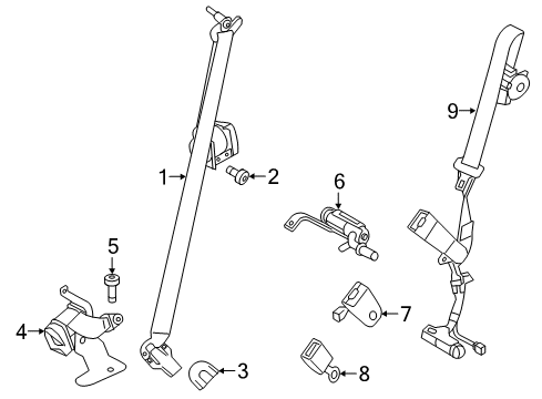 2019 Ford Explorer Second Row Seat Belts Diagram 3 - Thumbnail