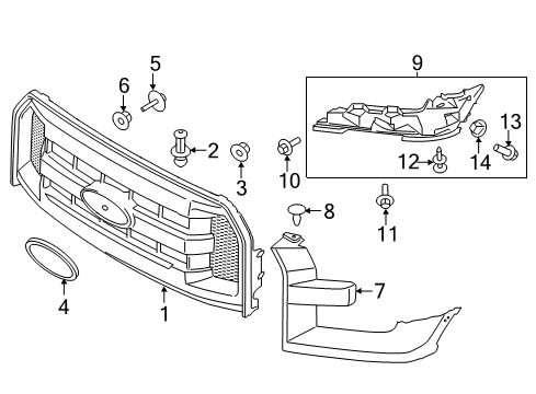 2015 Ford F-150 Moulding - Bumper Bar Diagram for FL3Z-17C754-AA