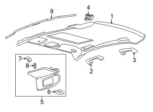 2012 Lincoln MKZ Interior Trim - Roof Diagram 2 - Thumbnail