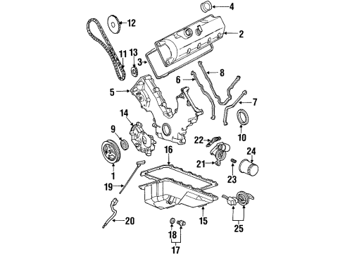 2000 Ford Crown Victoria Oil Level Indicator Assembly Diagram for YW7Z-6750-AA