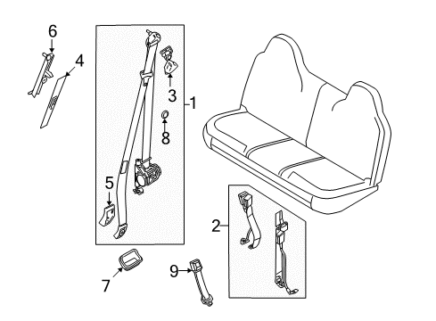 2008 Ford F-350 Super Duty Seat Belt Diagram 1 - Thumbnail