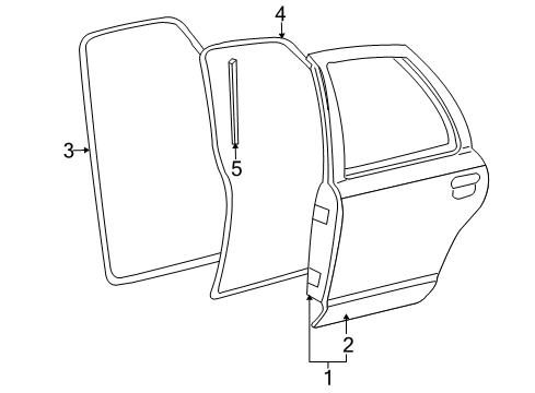 2003 Mercury Grand Marquis Weatherstrip - Door Opening Diagram for 8W7Z-54253A10-A