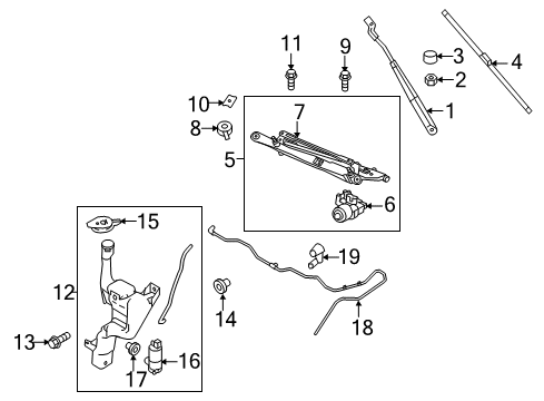 2015 Ford Fiesta Windshield - Wiper & Washer Components Diagram