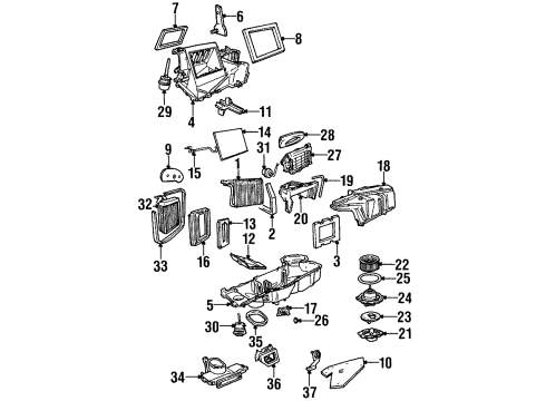 1998 Lincoln Navigator A/C Evaporator & Heater Components Diagram