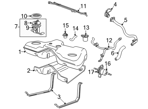 2007 Ford Five Hundred Fuel Tank Sender Assembly Diagram for 6G1Z-9A299-A