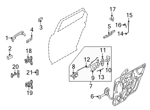 2007 Ford Five Hundred Rear Door - Lock & Hardware Diagram