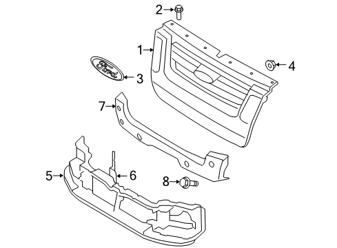 2008 Ford Explorer Grille & Components Diagram