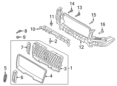 2019 Lincoln Navigator Bracket - Bumper Mounting Diagram for JL7Z-17C972-A