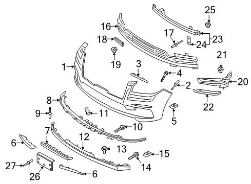 2021 Lincoln Navigator Bumper Assembly - Front Diagram for JL1Z-17757-A