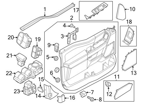 2023 Ford F-350 Super Duty Interior Trim - Front Door Diagram