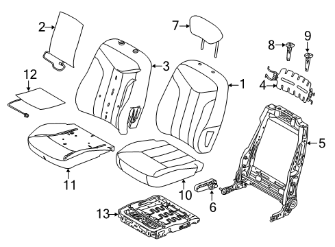 2011 Mercury Milan Seat Cushion Cover Assembly Diagram for BN7Z-5462900-BA