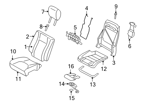 2007 Lincoln Navigator Seat Cushion Cover Assembly Diagram for 7L7Z-7862901-CC