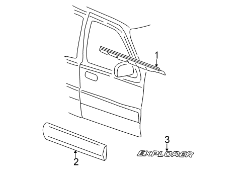 2005 Ford Explorer Sport Trac Moulding - Door Outside Diagram for 3L2Z-3520879-BAPTM