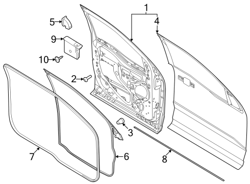 2024 Ford F-250 Super Duty Weatherstrip - Door - Lower Diagram for FL3Z-1620758-B