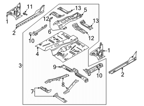 2022 Ford Bronco PAN ASY - FLOOR - FRONT Diagram for MB3Z-5811160-A