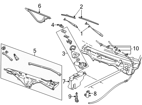 2005 Ford Crown Victoria Wiper & Washer Components Diagram