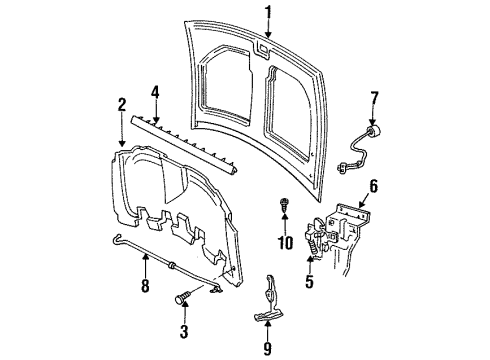 1997 Ford Windstar Hood & Components Diagram