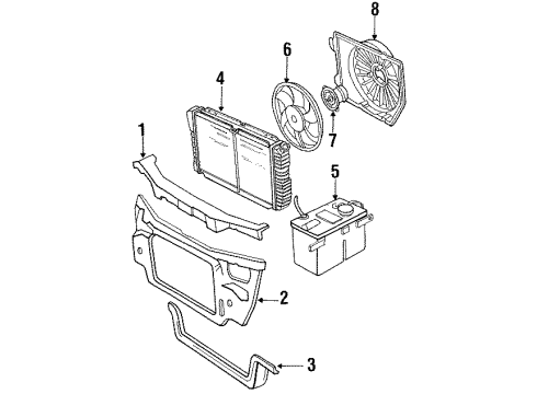 1992 Lincoln Continental Radiator & Components, Radiator Support, Cooling Fan Diagram