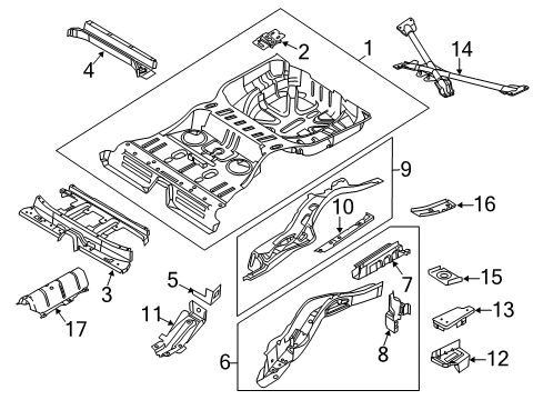 2013 Lincoln MKT Rear Floor & Rails Diagram