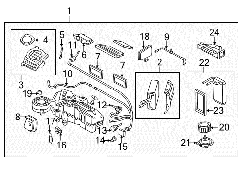 2004 Lincoln Navigator A/C Evaporator & Heater Components Diagram