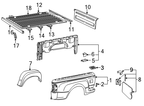 2005 Ford Ranger Front & Side Panels, Floor Diagram