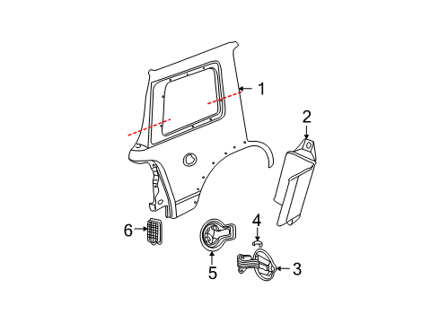 2002 Ford Explorer Quarter Panel & Components Diagram