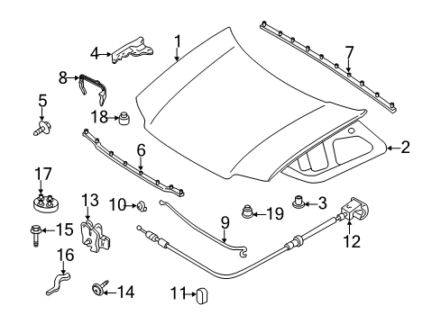 2012 Ford Escape Hood & Components, Body Diagram 1 - Thumbnail