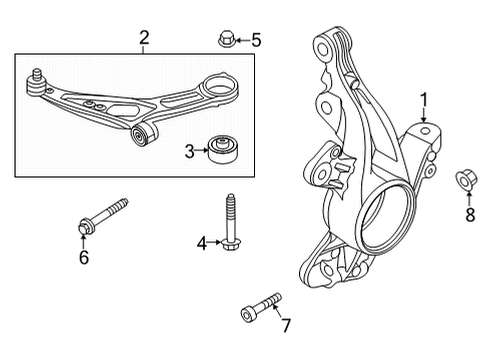 2023 Ford Maverick Front Suspension, Lower Control Arm, Stabilizer Bar, Suspension Components Diagram