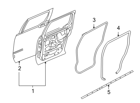 2010 Ford Explorer Sport Trac Rear Door, Body Diagram