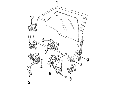 1991 Ford Ranger Door Glass & Hardware Diagram