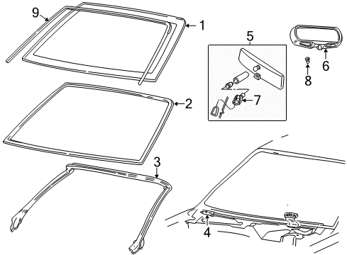 2003 Ford Mustang Mirror Assembly - Rear View - Inner Diagram for 1R3Z-17700-AB