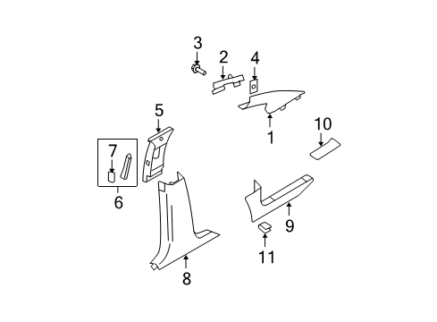 2007 Ford Edge Moulding - Windshield Diagram for 7T4Z-7803598-AA