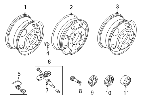 2022 Ford F-350 Super Duty Wheel Cover Diagram for JC3Z-1130-B