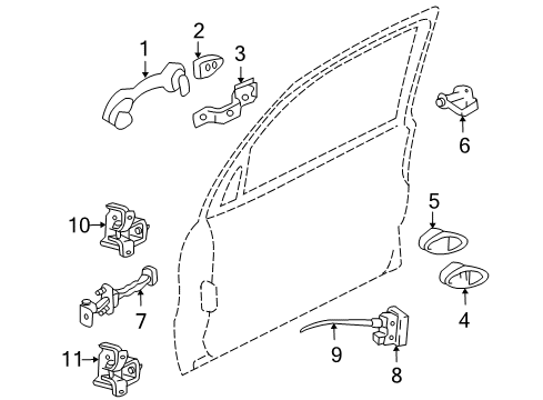 2007 Ford Escape Rear Door - Lock & Hardware Diagram 1 - Thumbnail