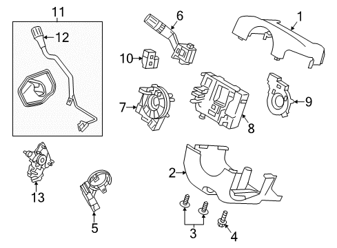 2016 Ford Police Interceptor Sedan Shroud Assembly - Steering Column Diagram for DG1Z-3530-AA