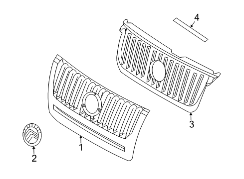 2011 Mercury Mariner Grille - Radiator Diagram for 8E6Z-8200-AB