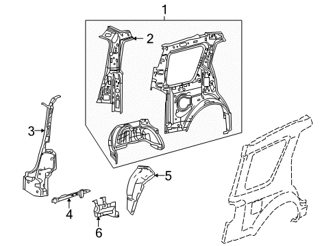 2005 Ford Freestyle Inner Structure - Quarter Panel Diagram