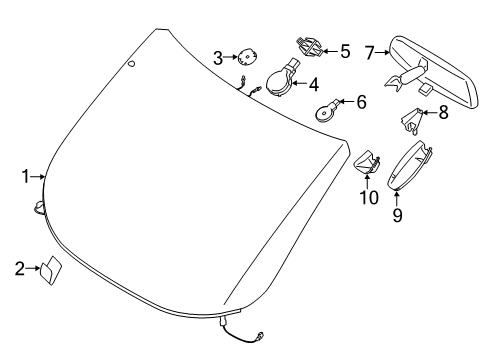 2016 Ford Transit Connect Windshield Glass Diagram 2 - Thumbnail