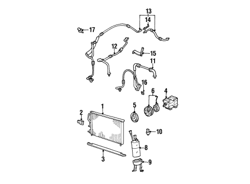 1999 Mercury Mystique A/C Condenser, Compressor & Lines Diagram 1 - Thumbnail