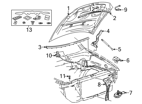 2002 Lincoln Blackwood Hood & Components Diagram