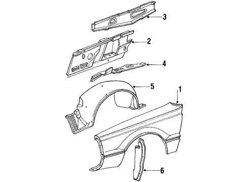 1985 Mercury Cougar Fender & Components Diagram