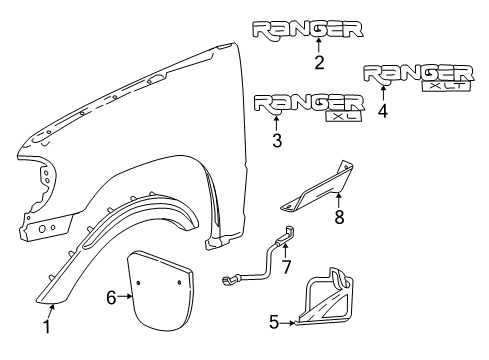 2008 Ford Ranger Exterior Trim - Fender Diagram